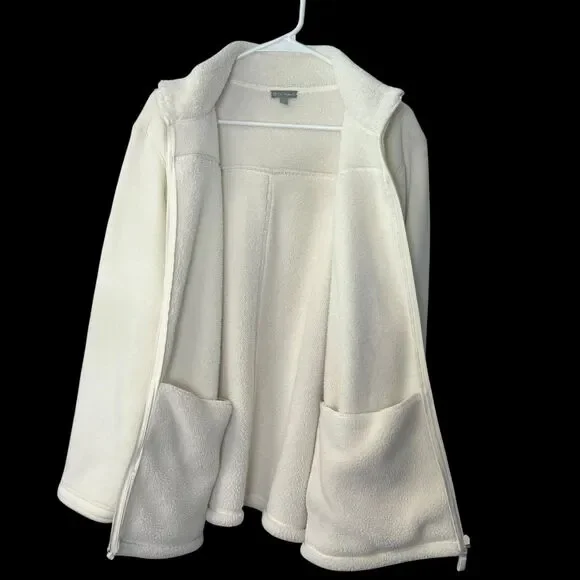 T by Talbots Women's 3X Creamy Fleece Jacket Full Zip Mock Neck Cozy Comfy - Picture 10 of 10